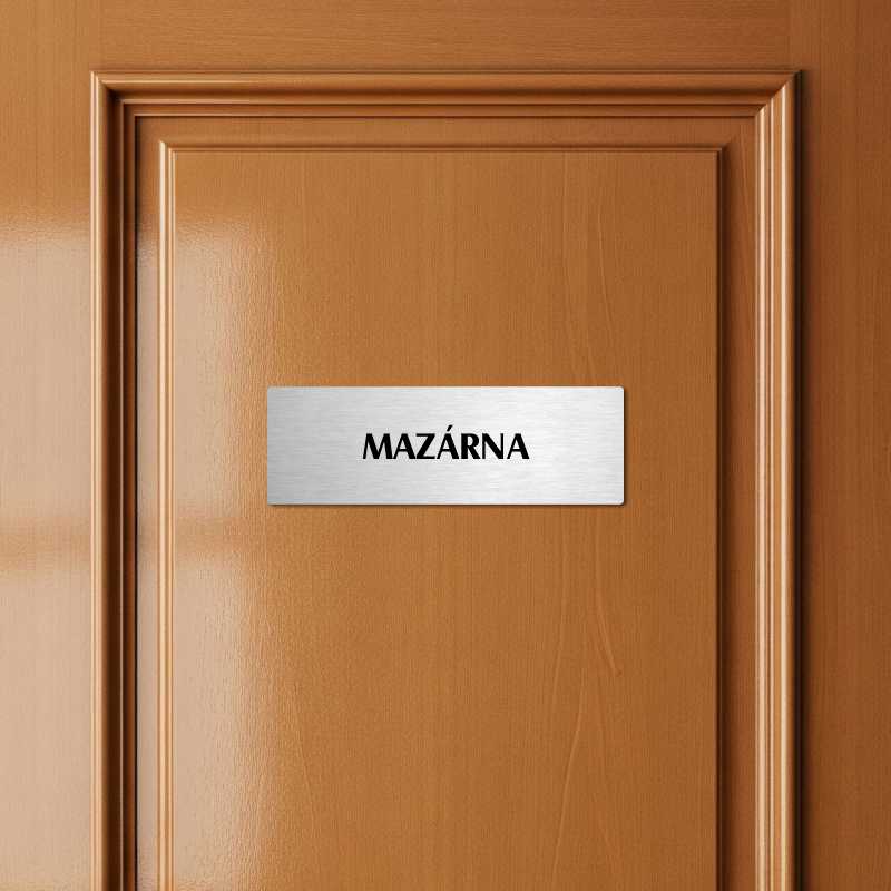 Mazárna, 200x66mm, stříbrná popiska s dvojtým rámečkem